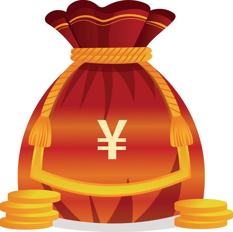 Chinese money bag, flat style illustration vector