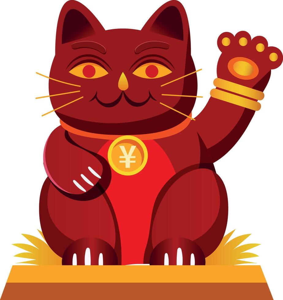 Traditional chinese lucky cat, flat style illustration vector