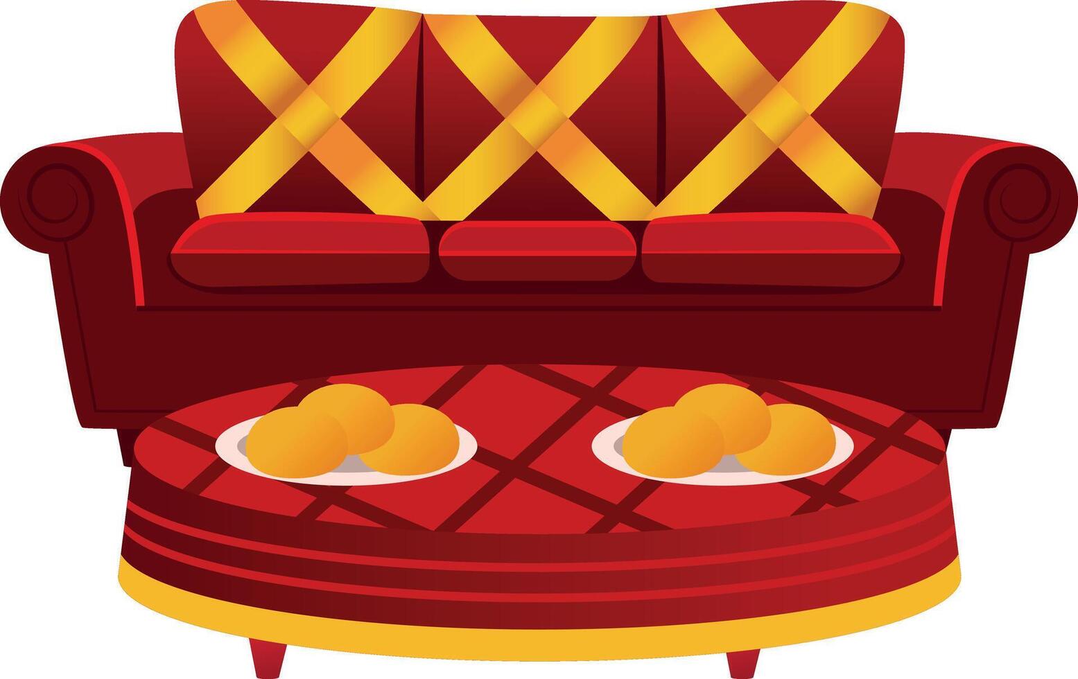 Asian couch and table, flat style illustration vector