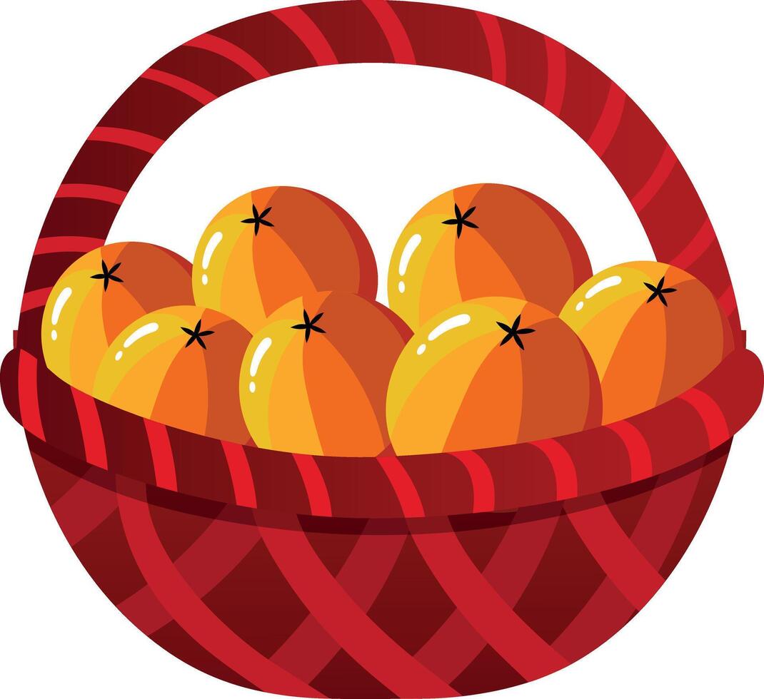 A flat illustration depicting fruit basket vector