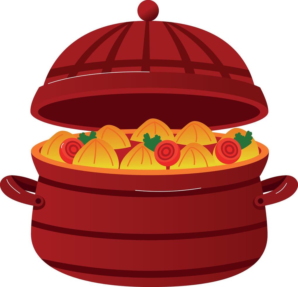 A flat style illustration of chinese food pot vector