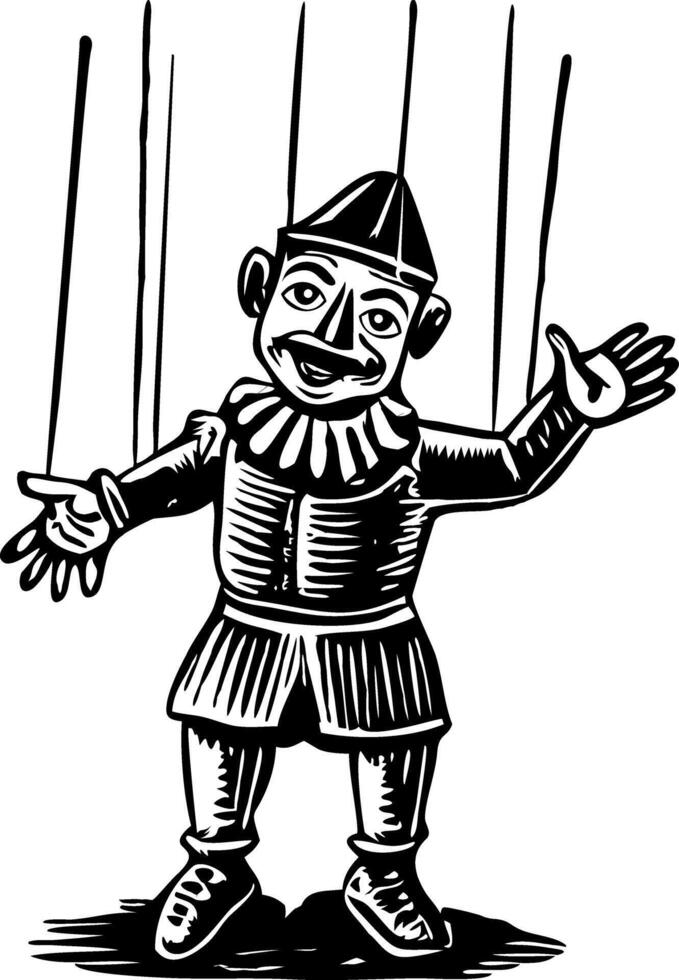 Vintage style illustration of a marionette puppet vector