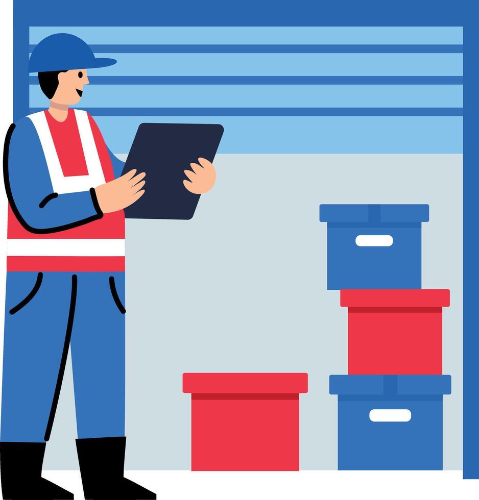 Warehouse inspection character icon in flat style vector