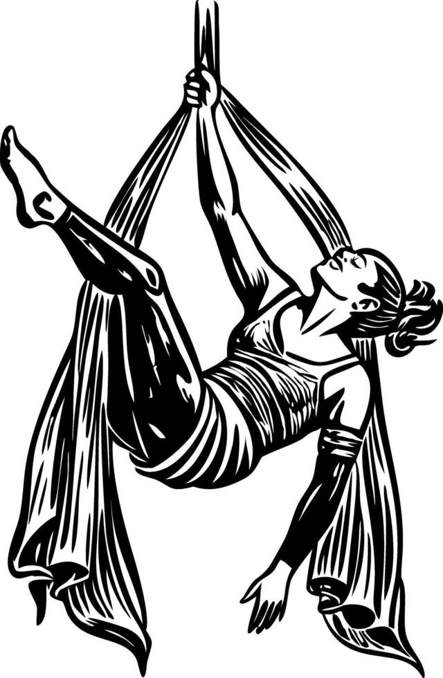 Vintage character illustration of an aerial performer vector