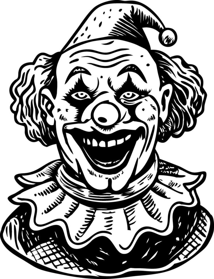 Laughing clown character, vintage style illustration vector