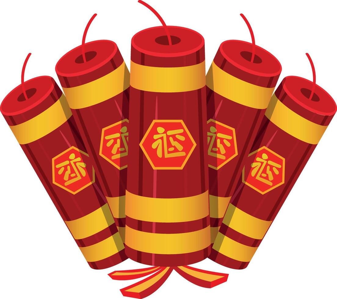 Asian firecrackers flat illustration vector