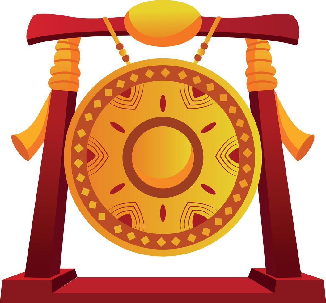 A flat style illustration of traditional gong bell vector