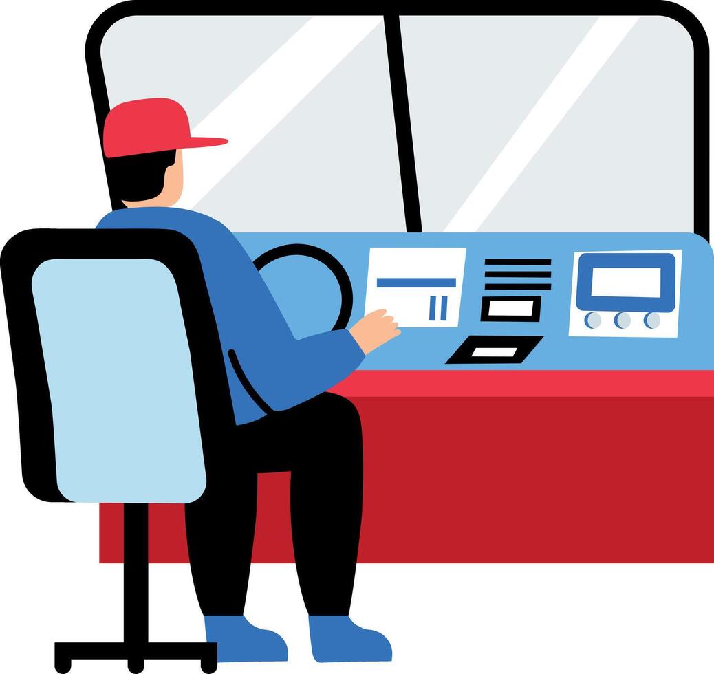 A flat style icon of crane operator vector