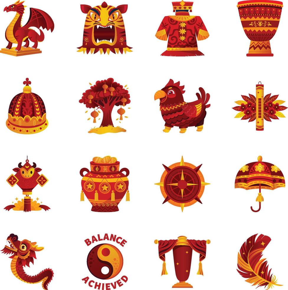 Chinese New Year Festival Flat Illustrations vector