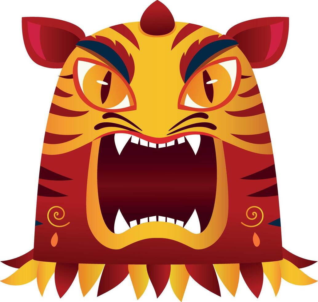 Chinese tiger mask illustration in flat style vector
