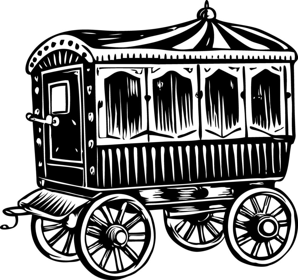 Sketchy style illustration of a circus wagon vector