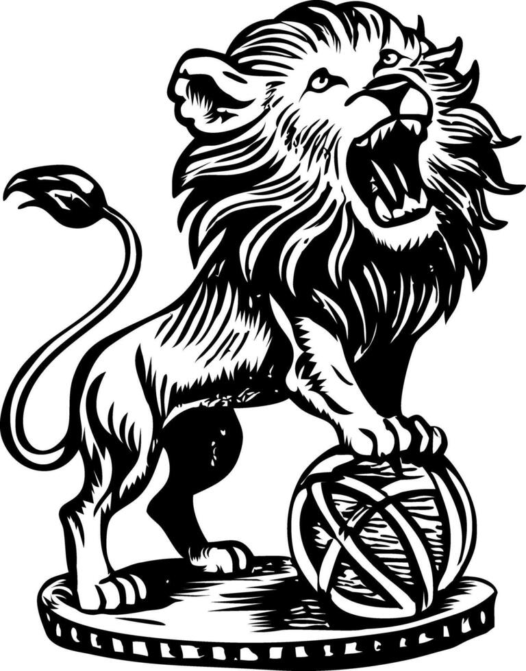 Vintage illustration depicting circus lion roaring vector