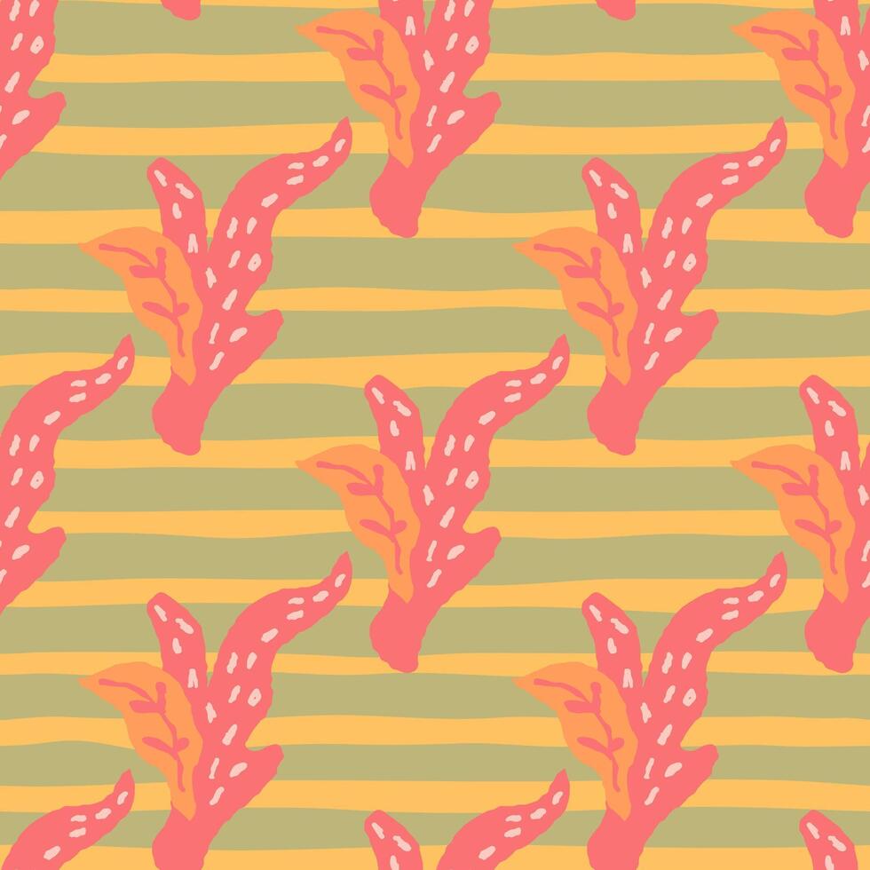 Abstract coral pattern seaweed texture in warm tones marine inspired repeating design vector