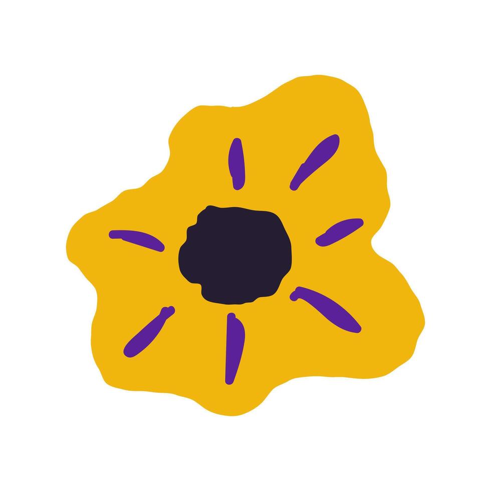 Abstract floral design, bold yellow and purple flower illustration, modern art vector