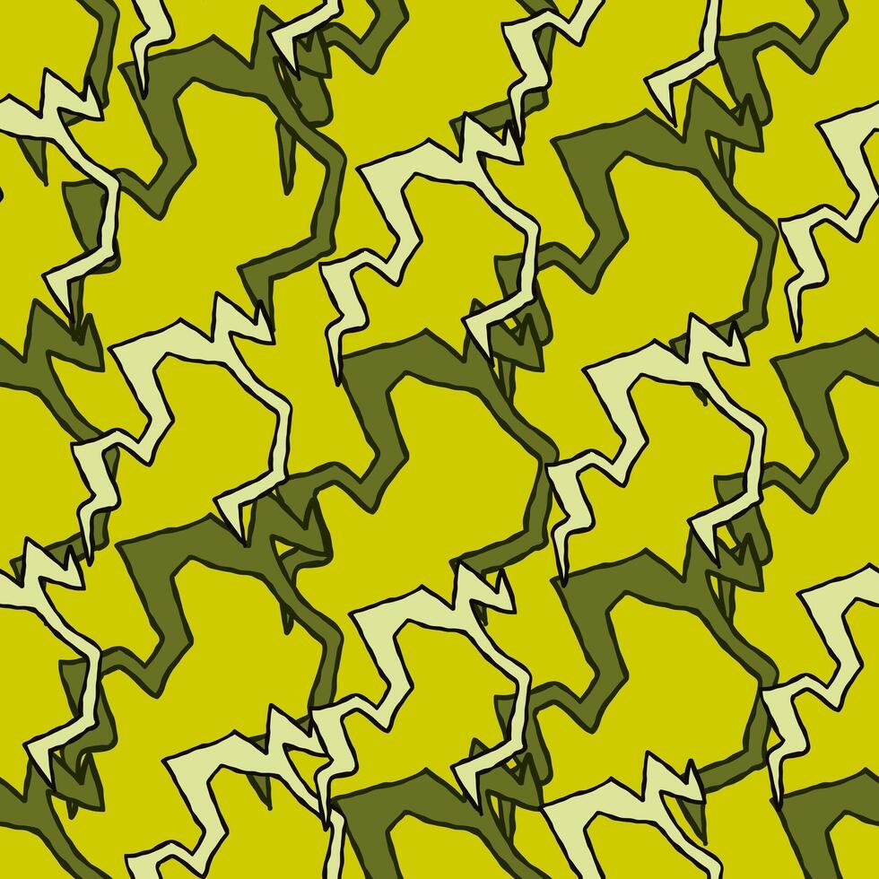 Abstract zigzag pattern with green and yellow tones geometric modern design, chaotic lines vector