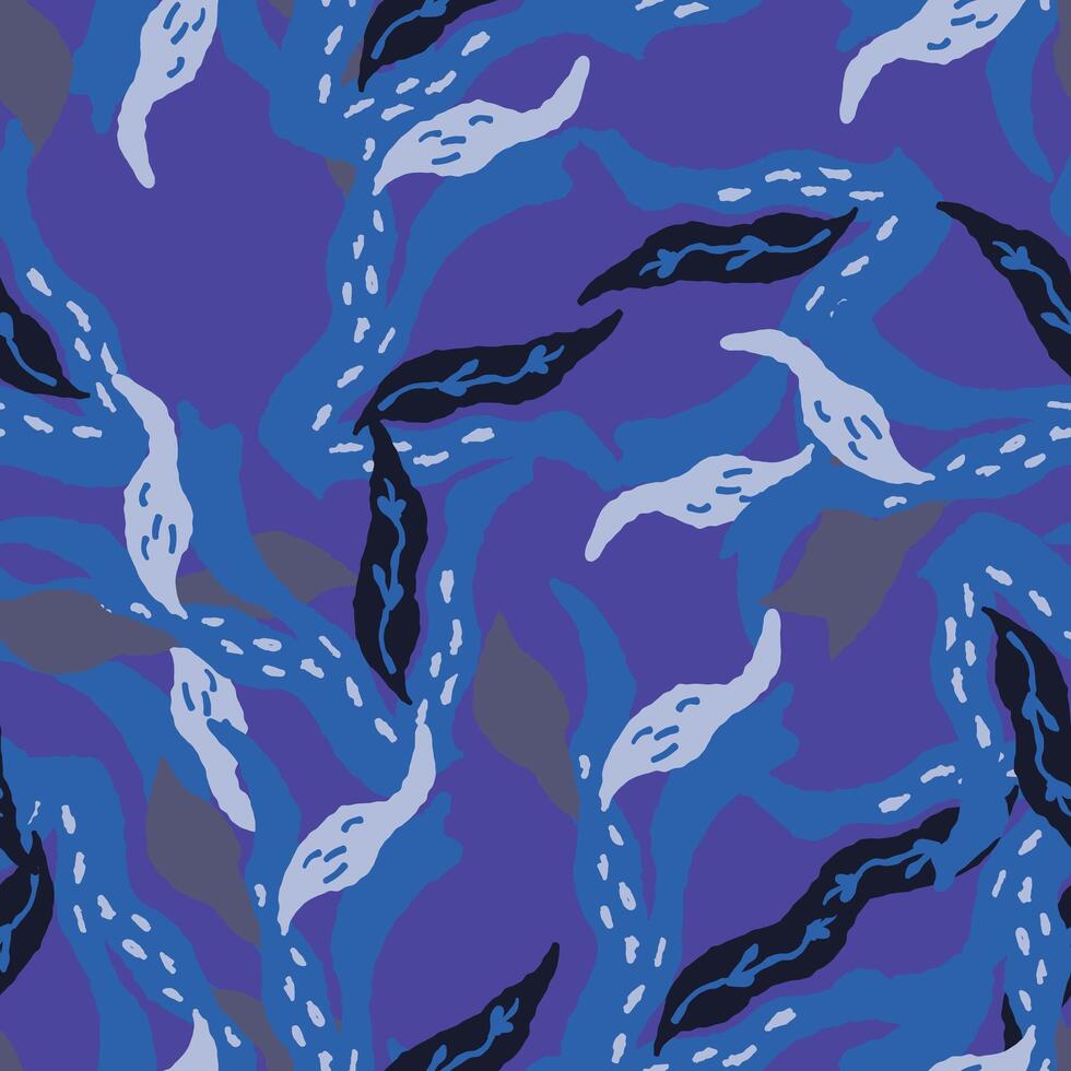 abstract blue and black organic shapes pattern dynamic waves, aquatic design contemporary textile background vector