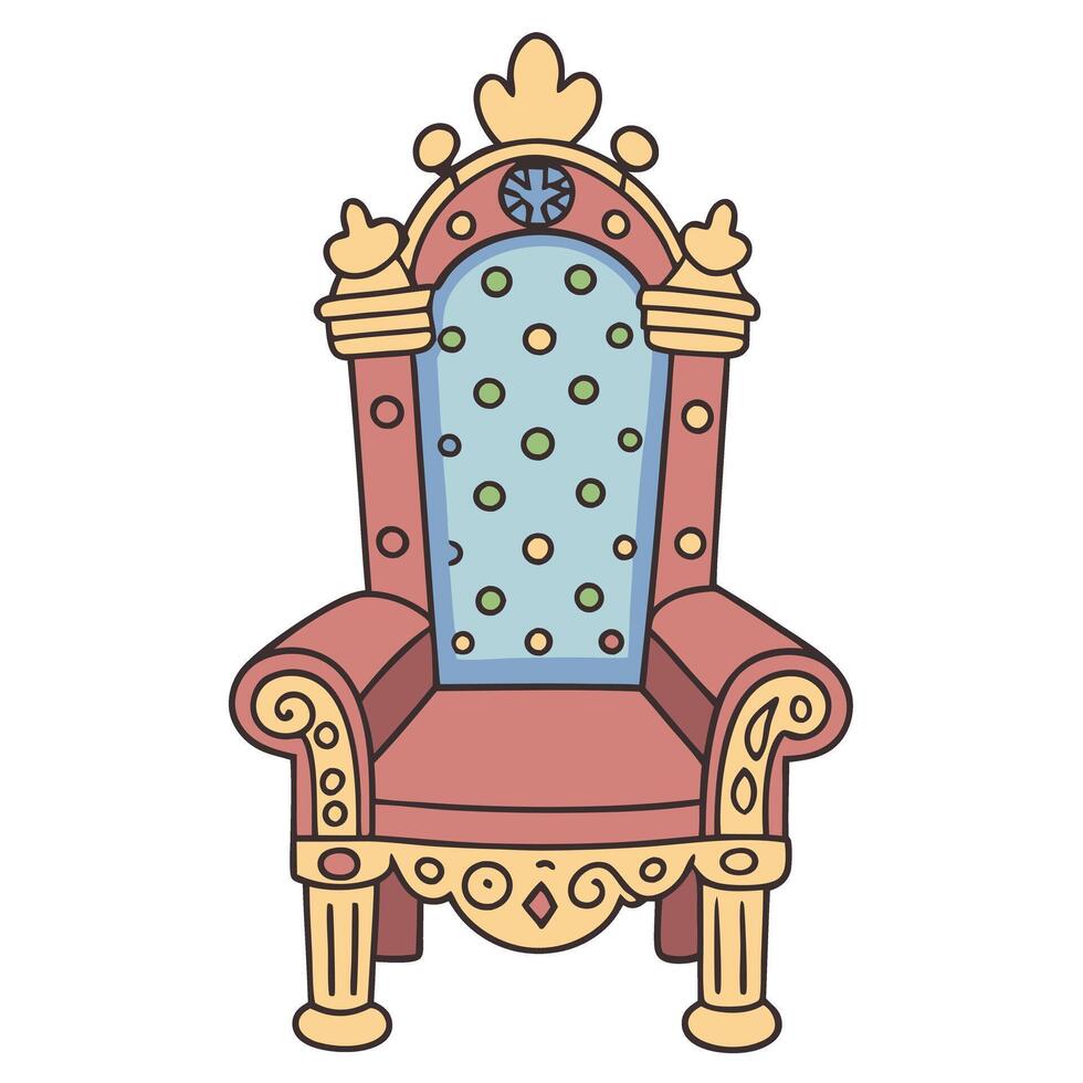 Regal throne with ornate design and gold accents royalty, luxury seating, majestic authority symbol vector