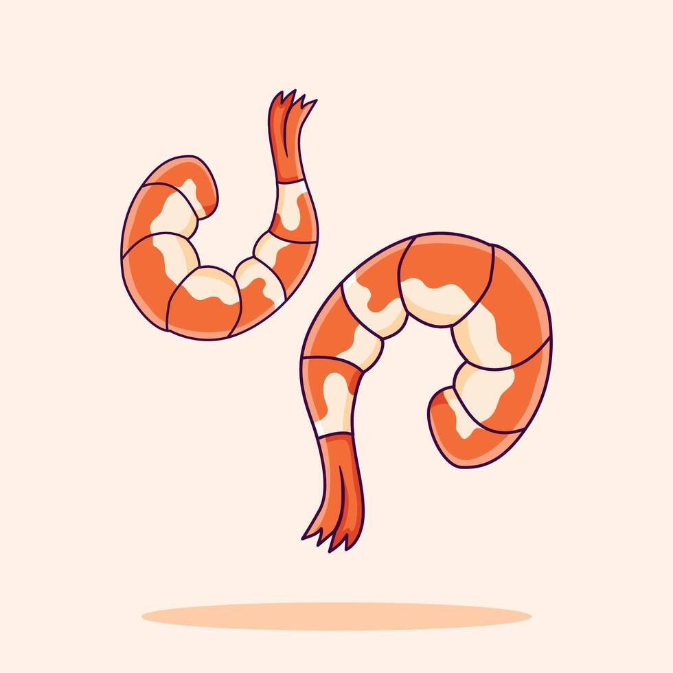 Illustration of shrimp, frozen shrimp, fresh shrimp, designed in flat cartoon style. Shrimp icon. vector