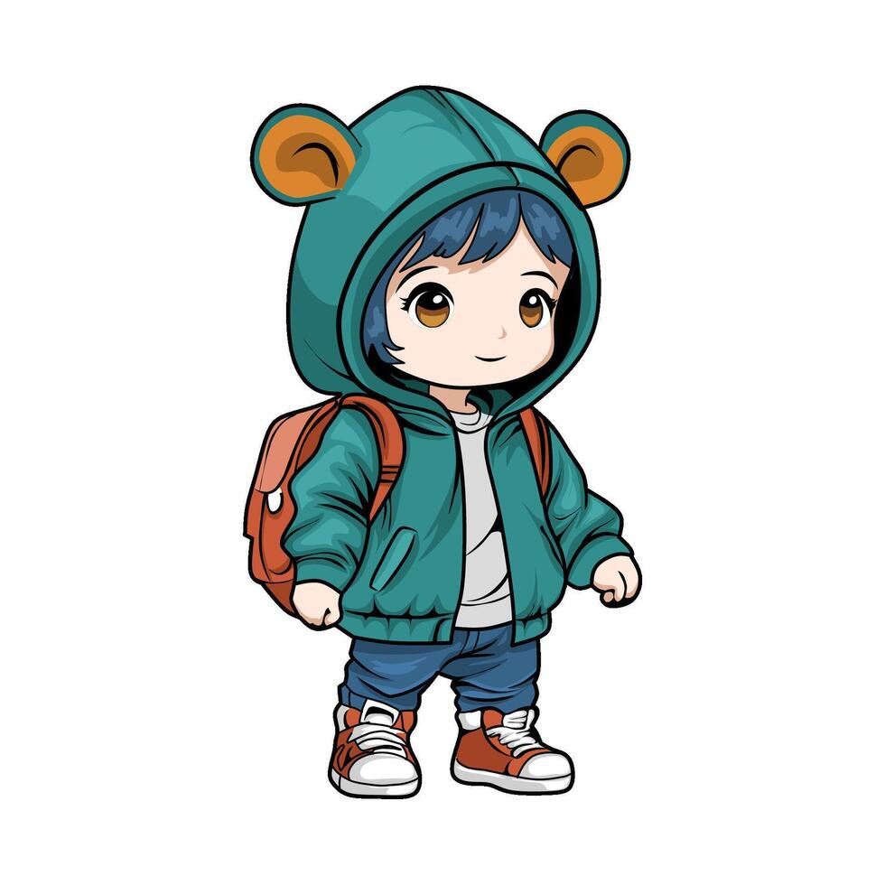 stylish child character illustration, good to use for sticker vector