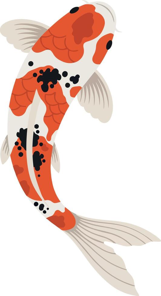 Koi fish swimming gracefully with vibrant patterns in a flat design style highlighting elegance and tranquility in art vector