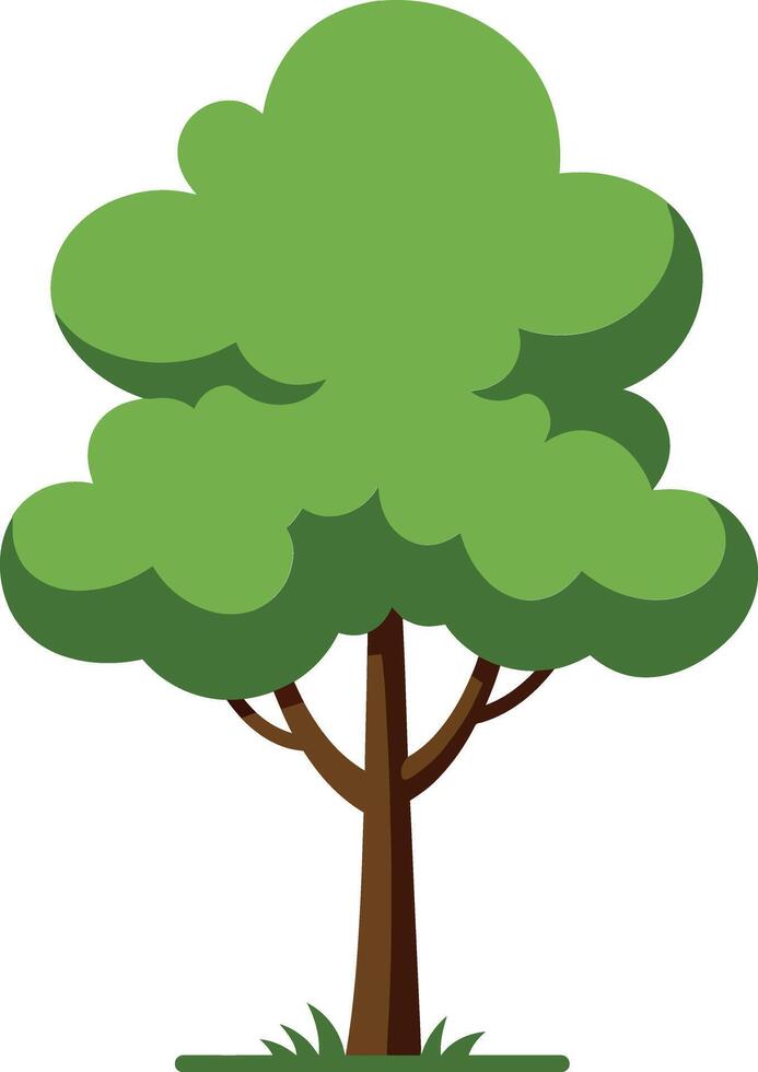 Lush green tree with rounded foliage and sturdy trunk in flat design style showcasing natures beauty as art vector
