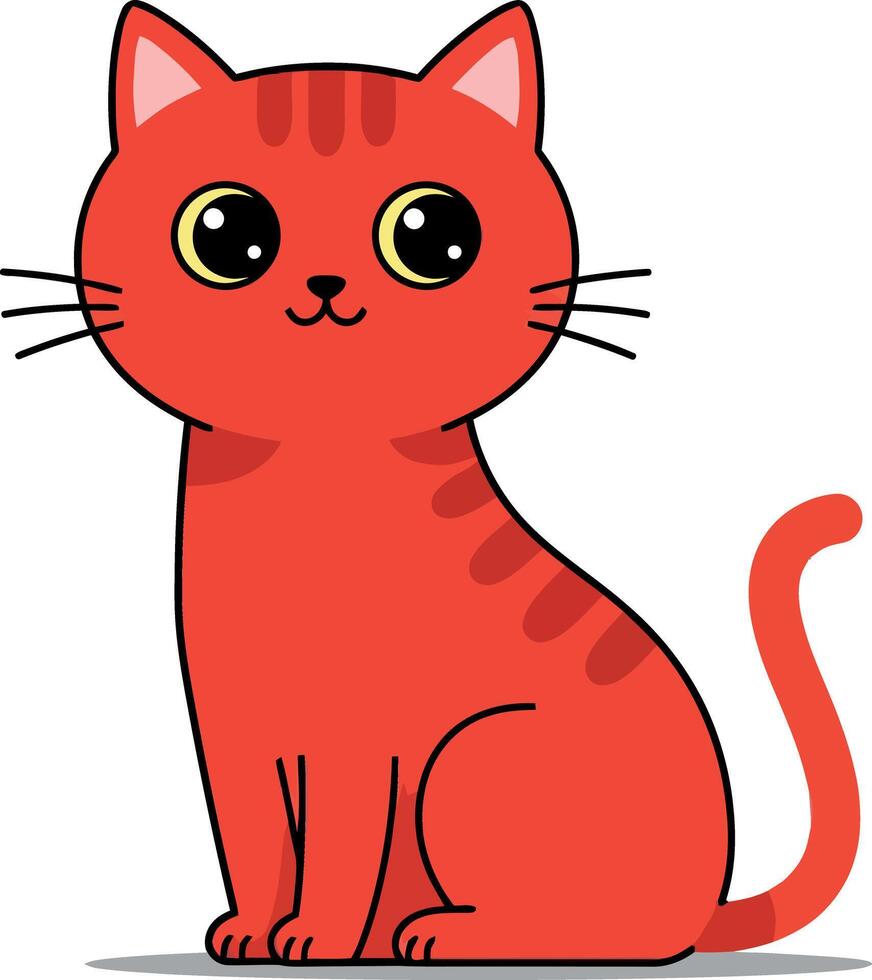 Adorable red cat with big eyes and playful expression in a flat design style showcasing joyful and charming art vector