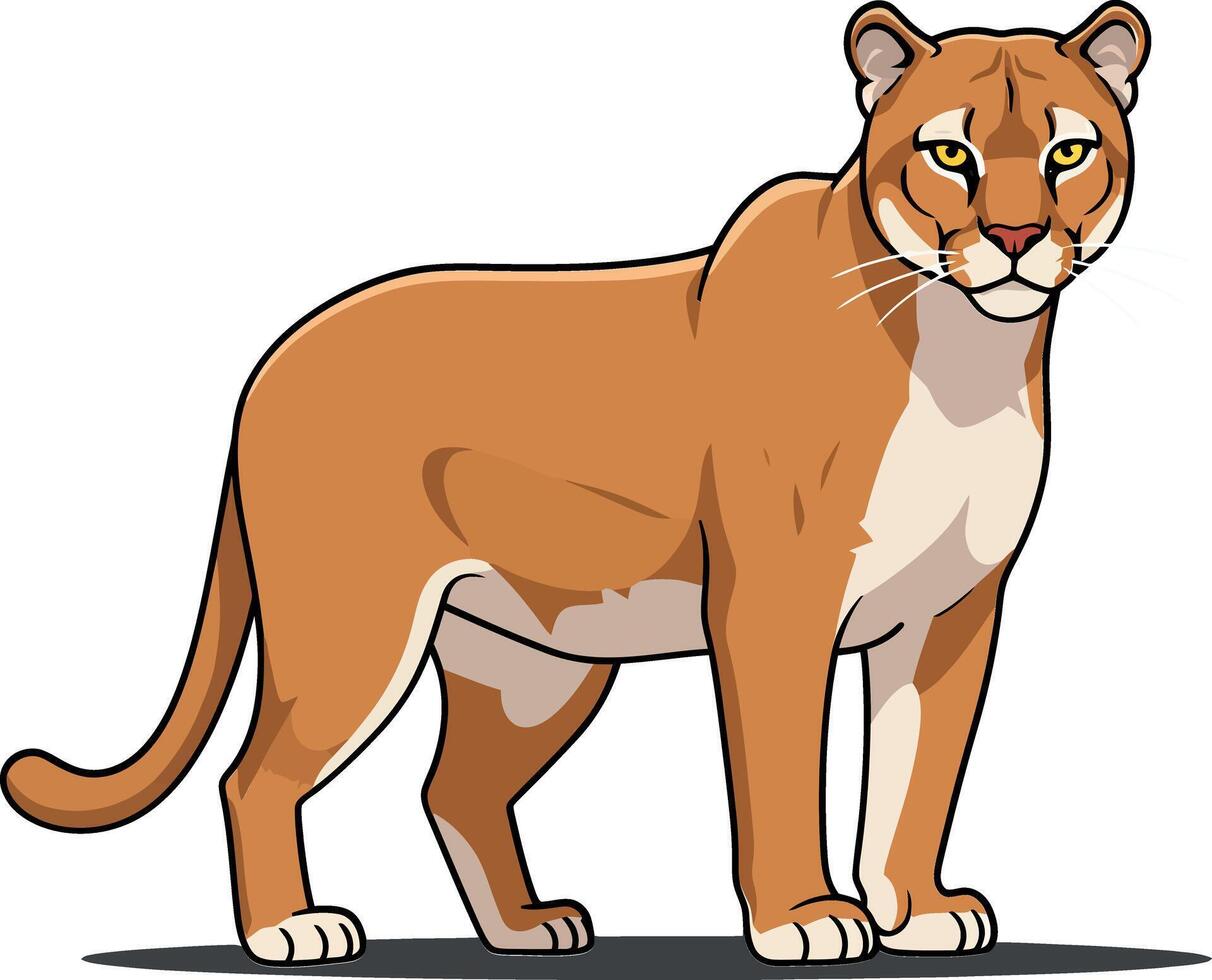 A powerful and majestic lioness standing confidently in a flat design style illustration showcasing strength and elegance in a minimalistic approach vector