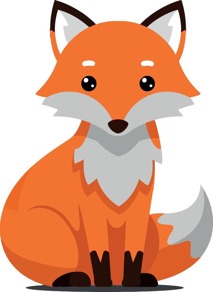 Adorable orange fox character with white accents in a cute, minimalistic design showcasing vibrant colors in illustration vector