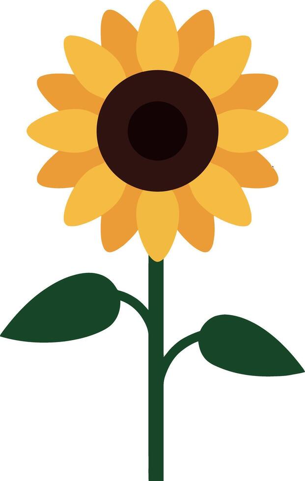 Bright yellow sunflower with green leaves in a minimalistic style showcasing natural beauty and simplicity in art vector