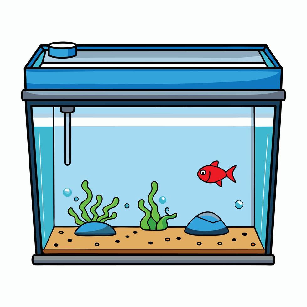 aquarium fish tank with fish and plants illustration vector