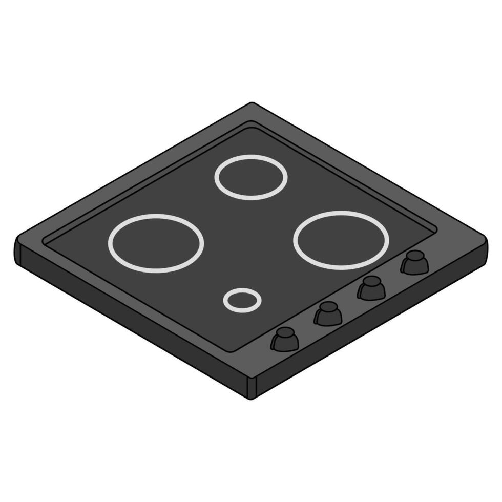 cooktop, kitchen electric appliance Isometric Perspective view vector