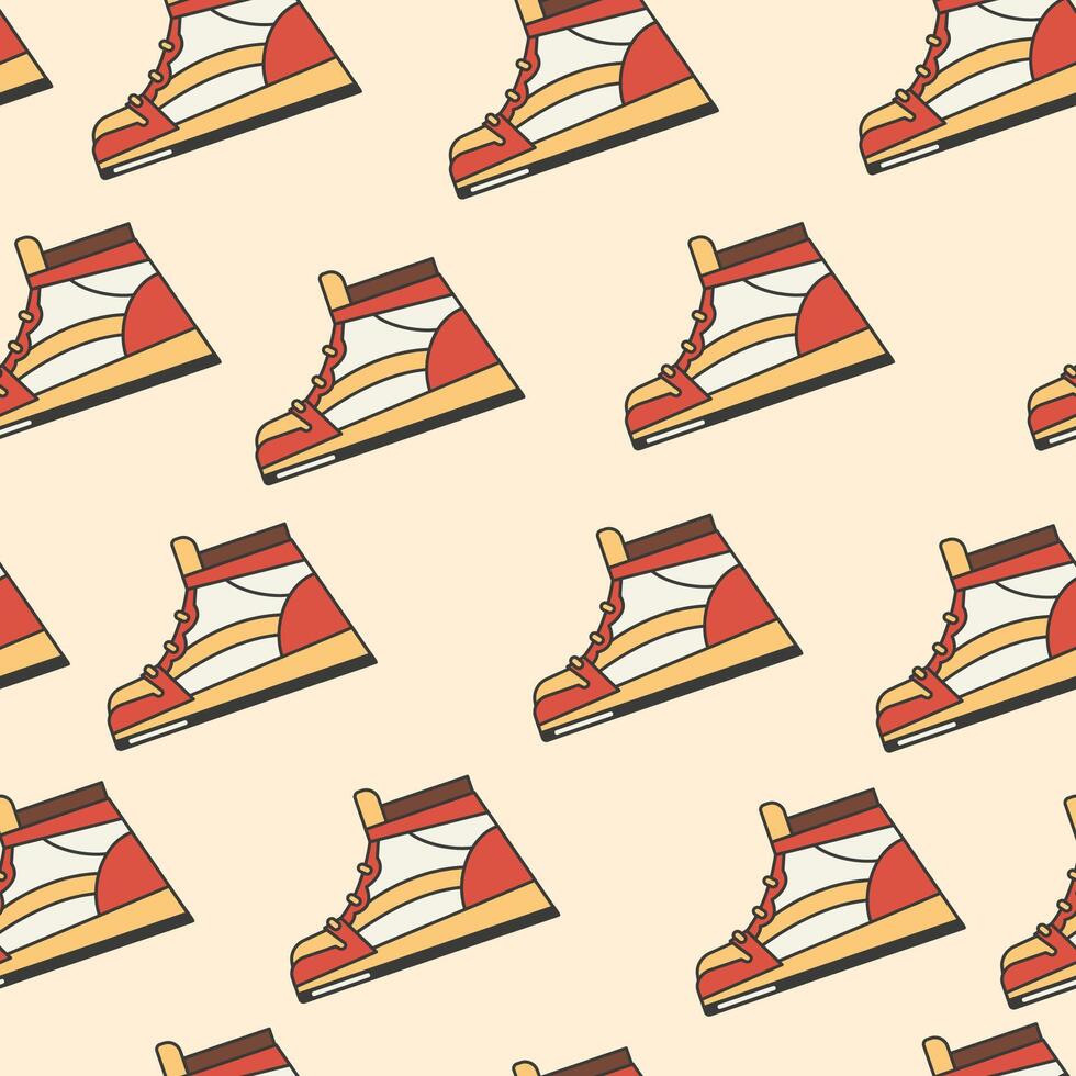 Sneaker pattern with cartoune style sneakers vector