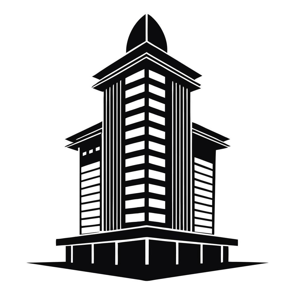a black and white logo of a tall building vector