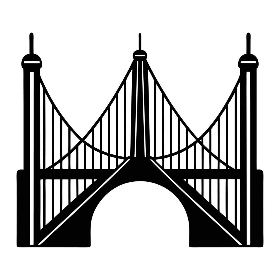 a black and white illustration of a bridge. vector