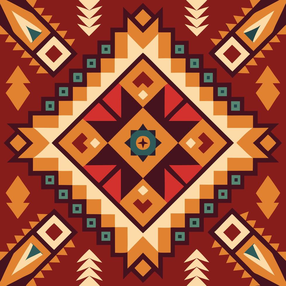 a native American style pattern with geometric shapes vector