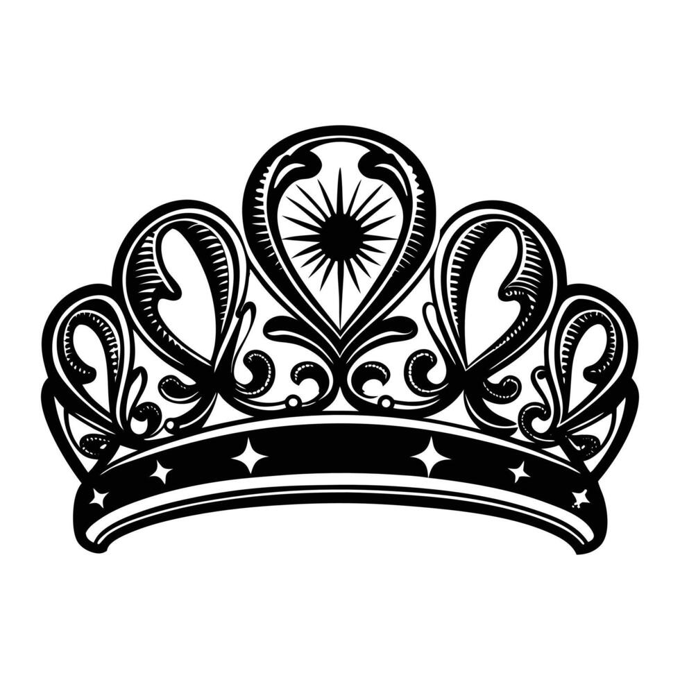 a black and white illustration of a crown vector