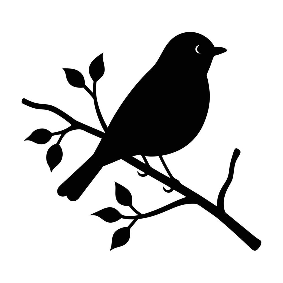 bird on branch silhouette illustration. vector