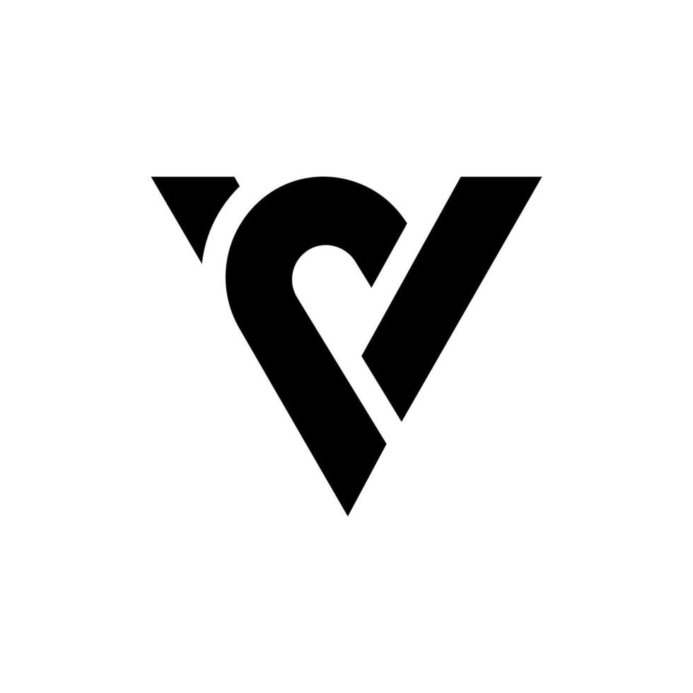 Letter VC or CV Triangle Modern Typography Monogram Logo for Branding vector