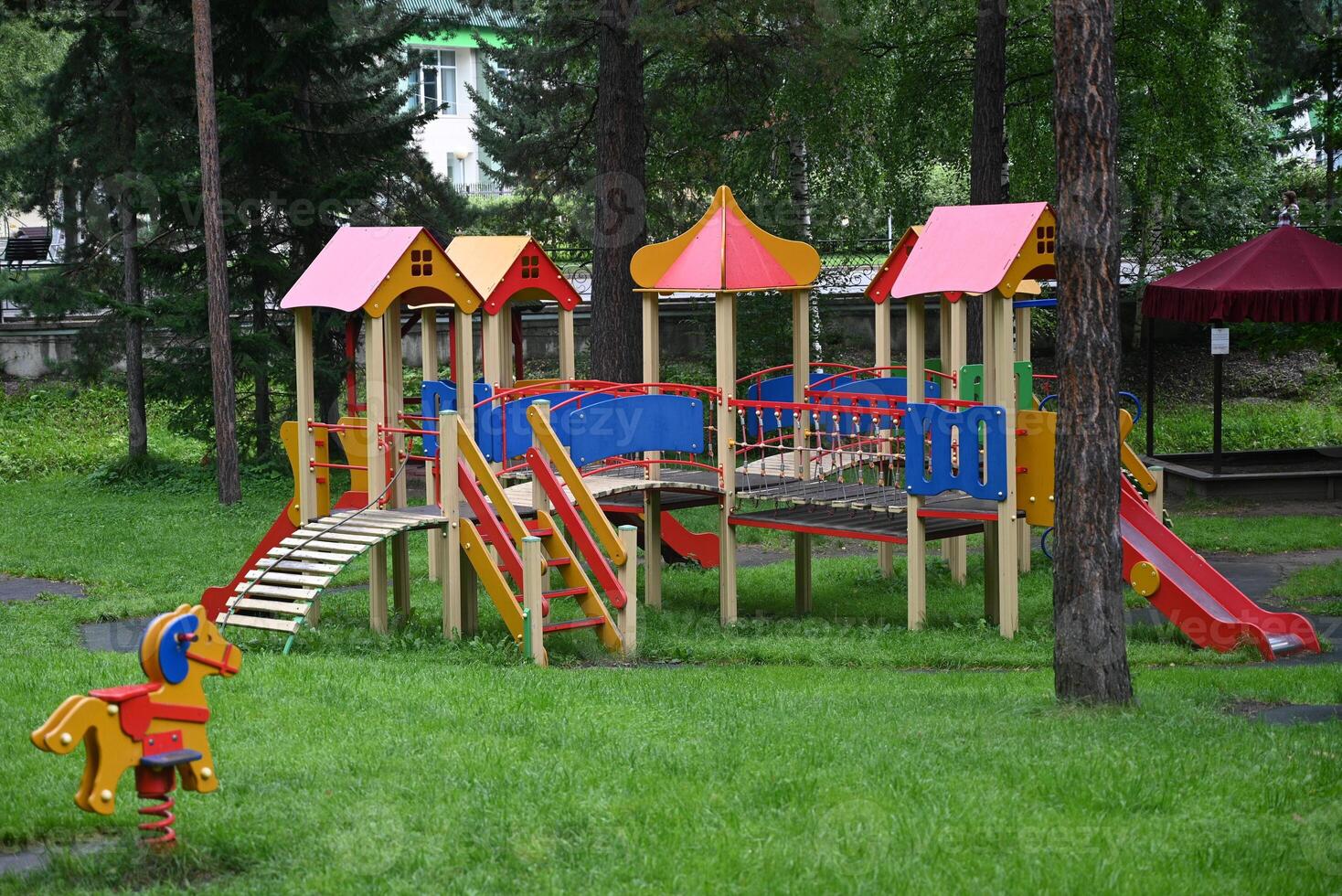 An image of colorful playground, without children. photo