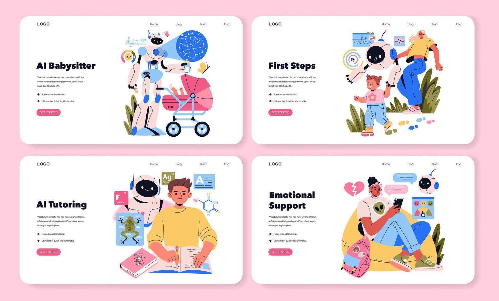 AI Co Parent. Flat Illustration vector