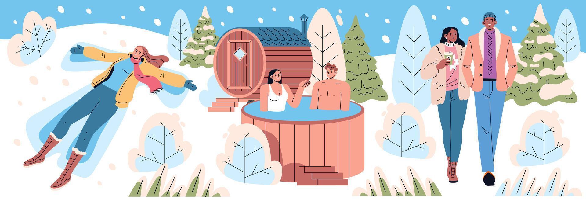 Winter Vacation. Flat Illustration vector