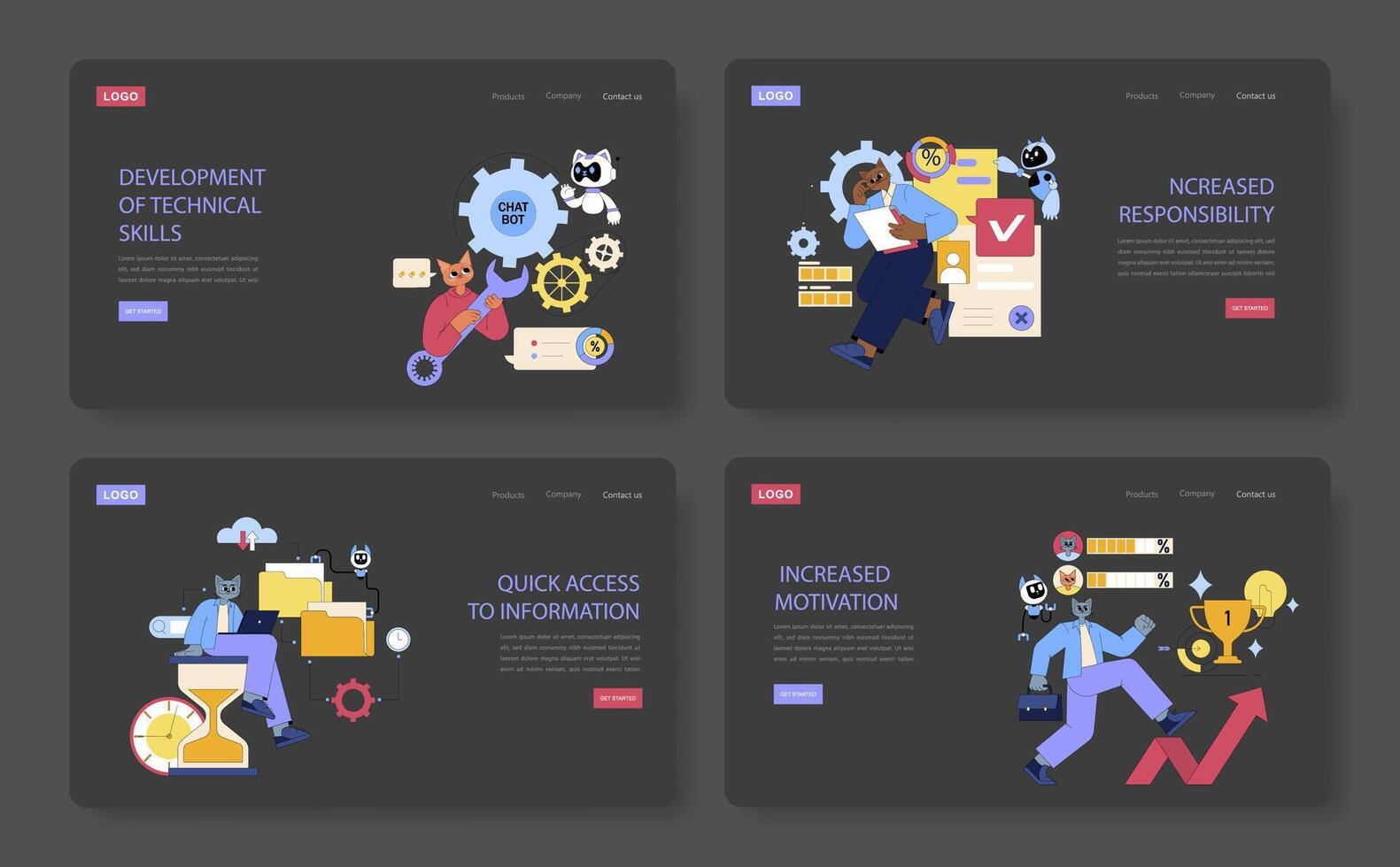 AI Assistant For Work. Flat Illustration vector