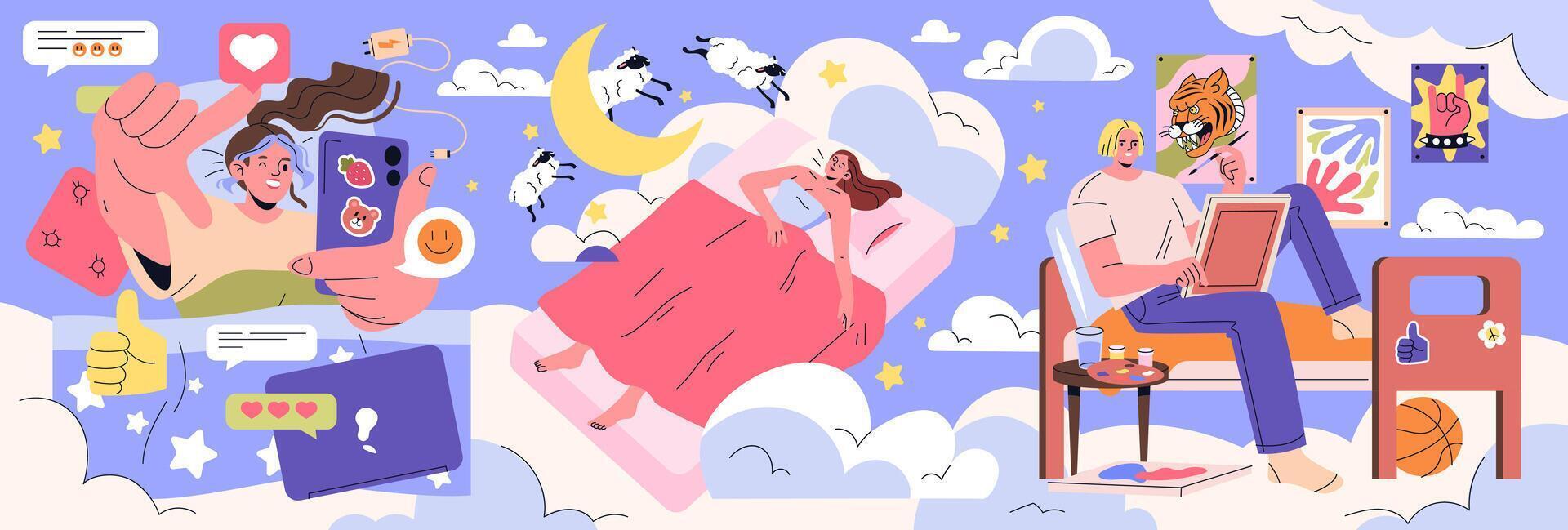 Bed Rotting. Flat Illustration vector