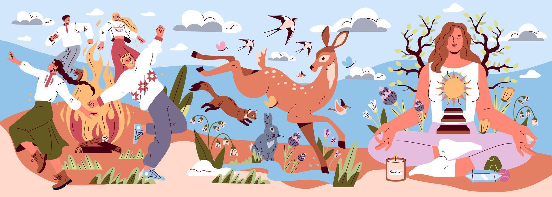 Spring Equinox Day. Flat Illustration vector
