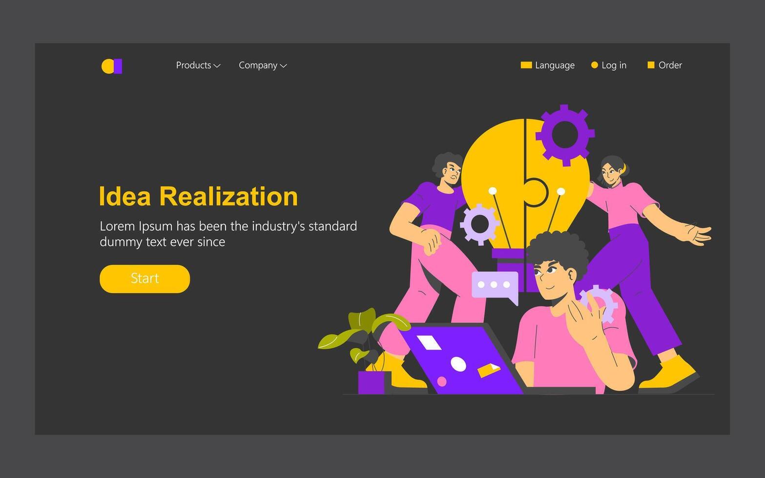 Idea Realization. Flat Illustration vector