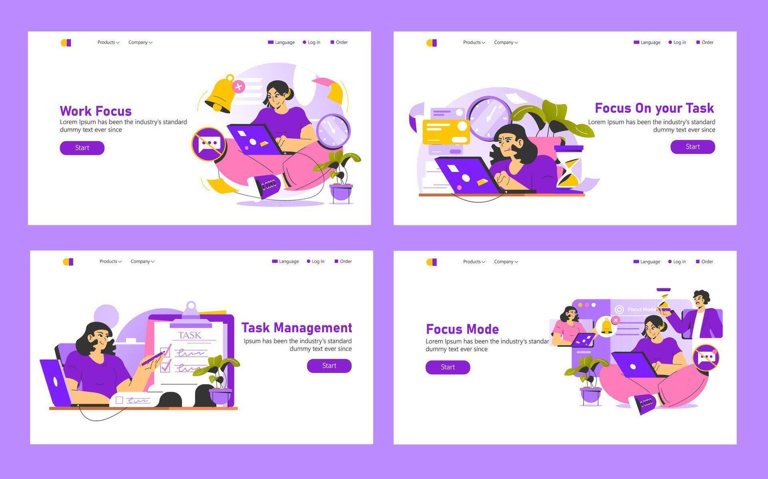 Work Focus. Flat Illustration vector