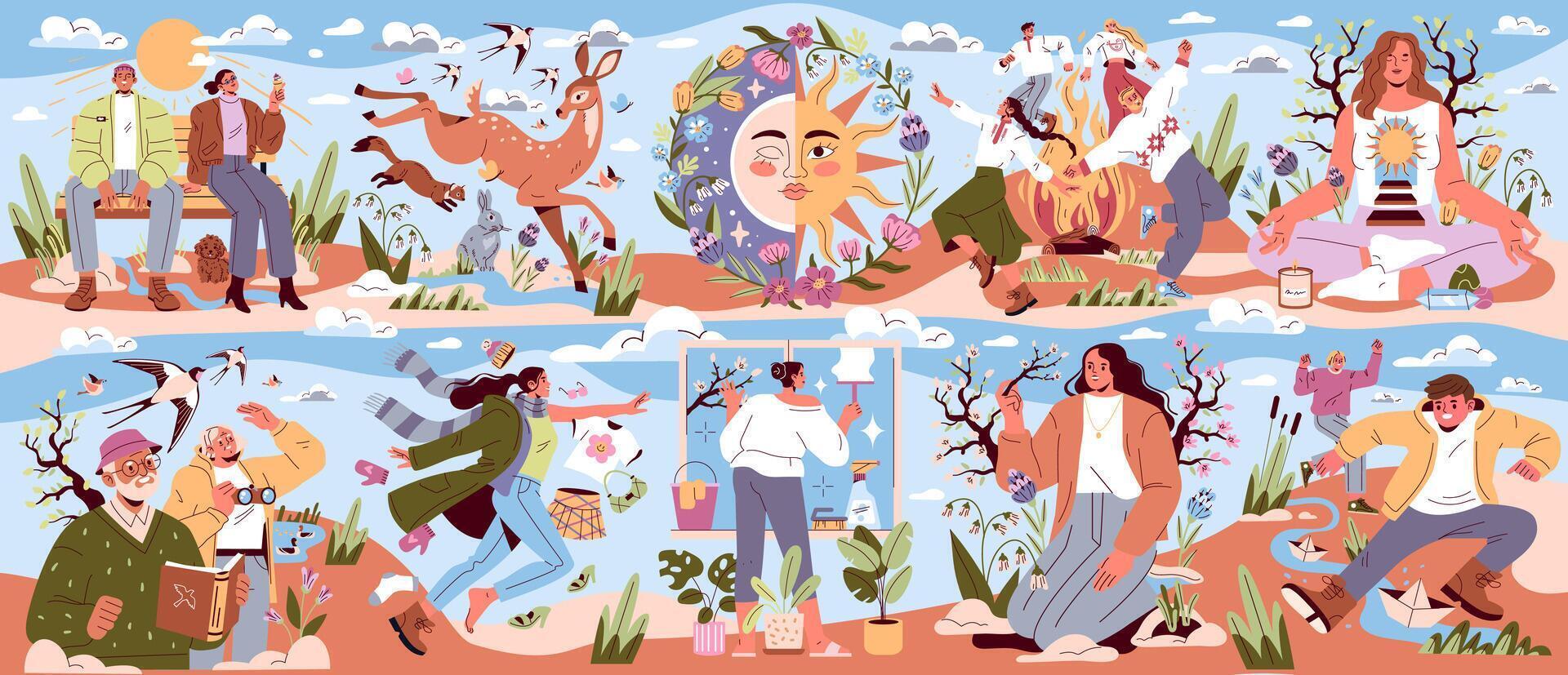 Spring Equinox Day. Flat Illustration vector