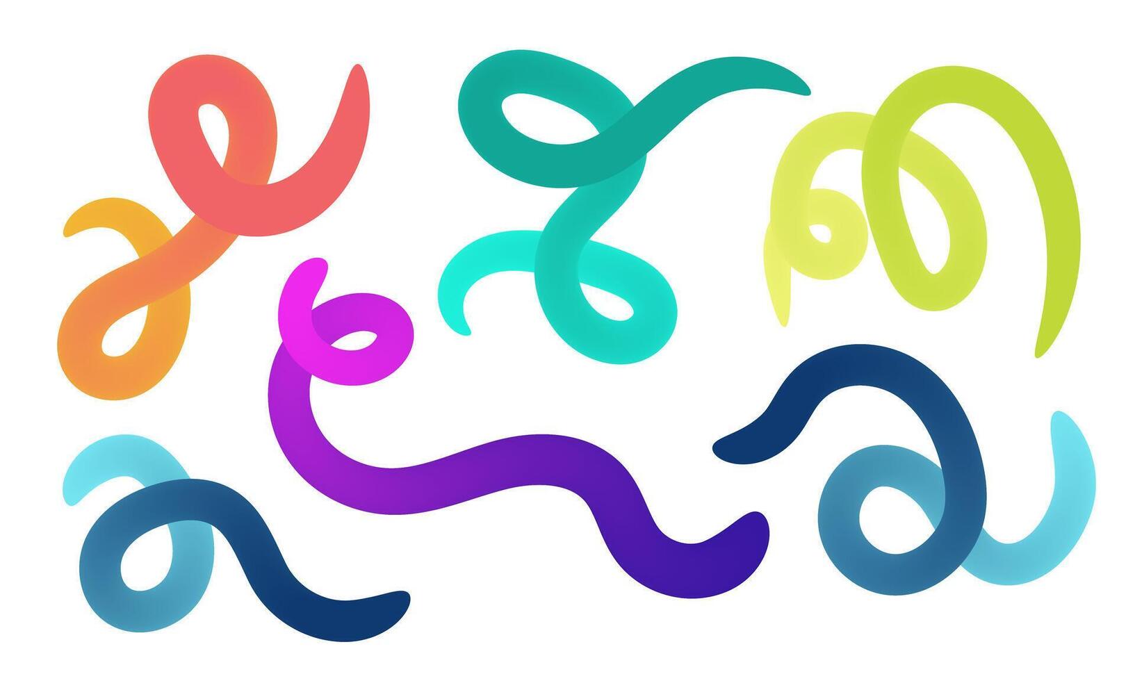 Abstract neon gradient lines. Dynamic shapes collection on white background vector
