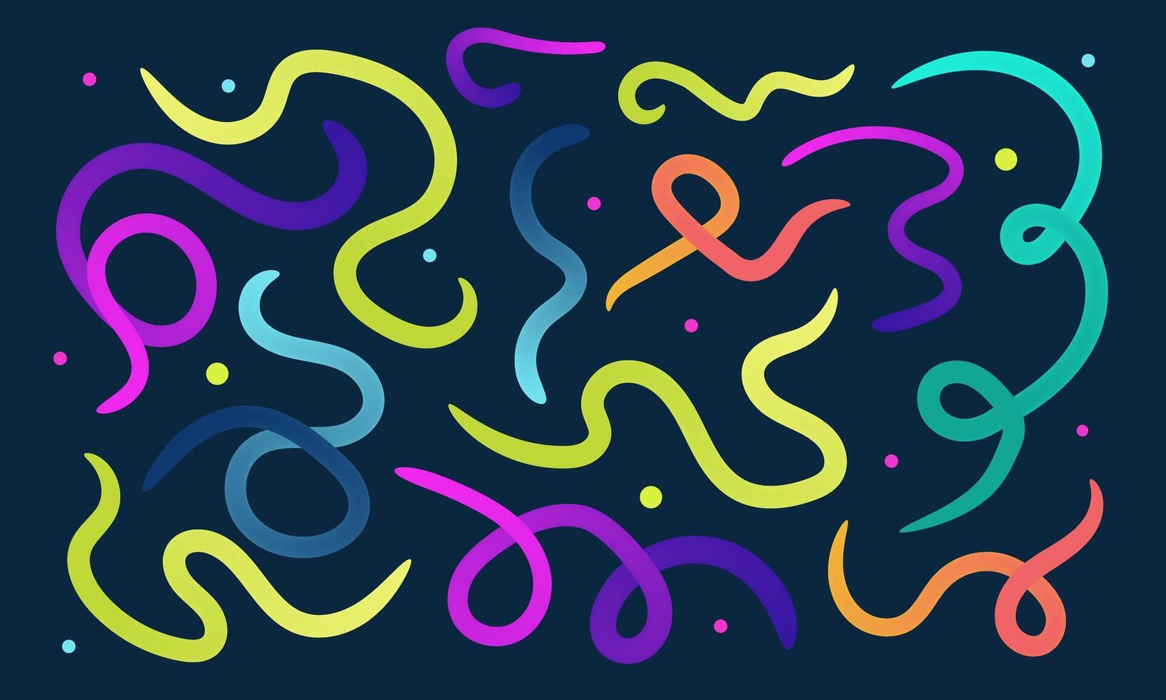 Abstract neon gradient lines. Dynamic shapes collection on black background vector