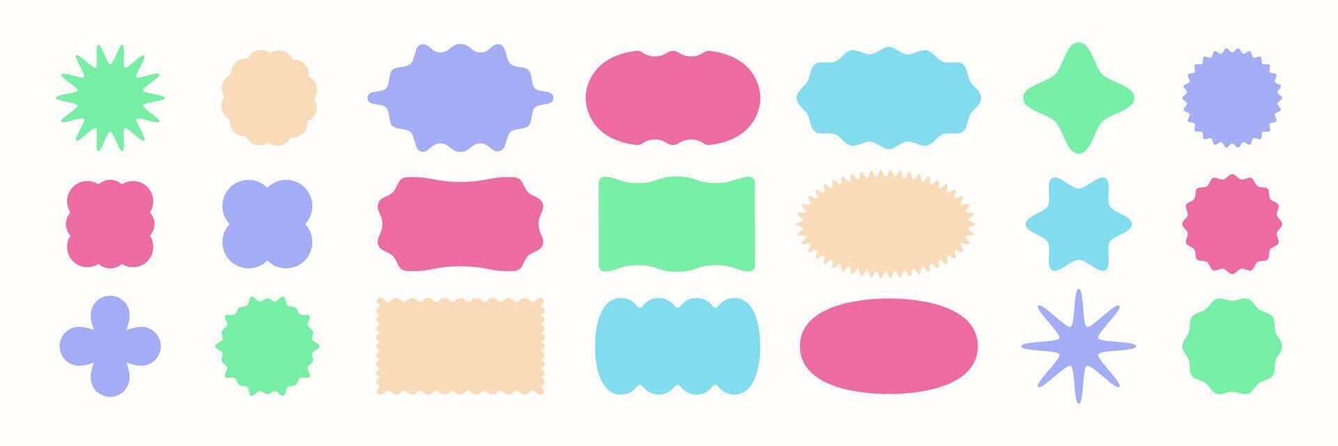 Set of Wavy Frames on white background. Edge boxes tag. Geometric groovy shapes vector
